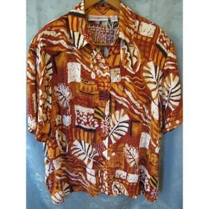 Vintage 90's Anna Maxwell Shirt Tropical Print Plus Size 20W Women's Top